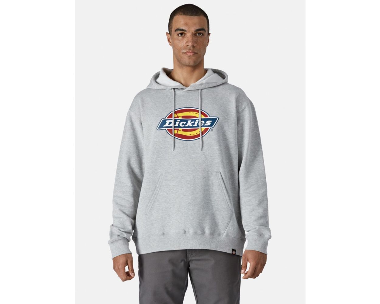 Dickies Men's Relaxed Fit Logo Fleece Pullover Hoodie in Heather