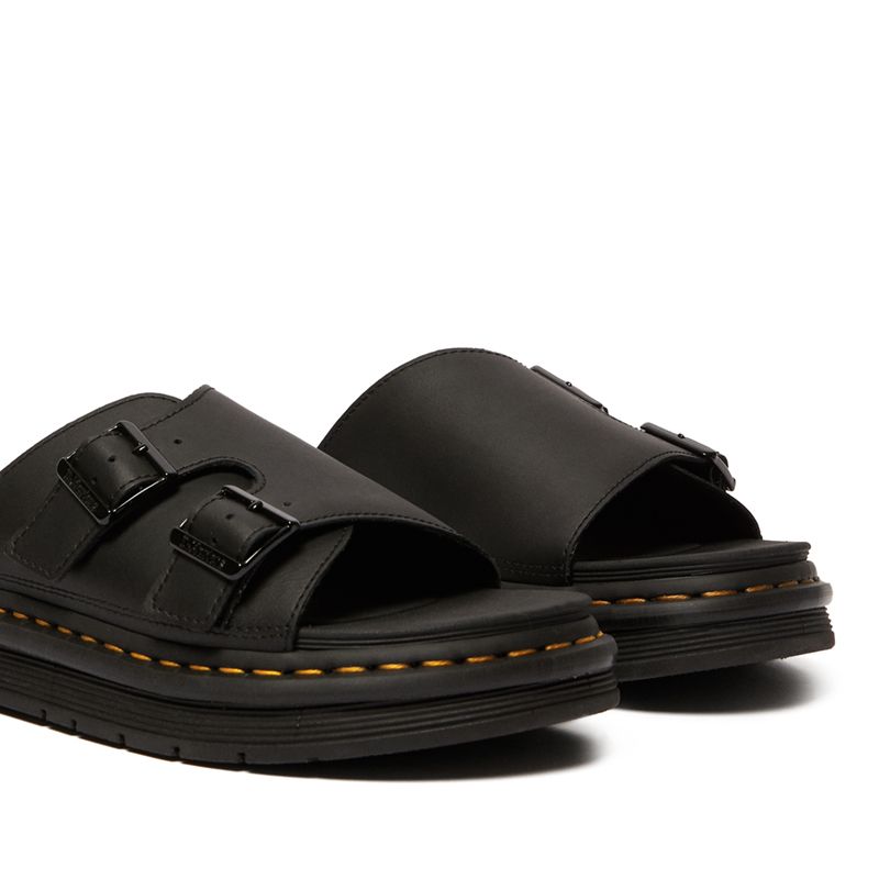 Dr. Martens Dax Men's Leather Slide Sandals in Black | Dr.Martens Canada