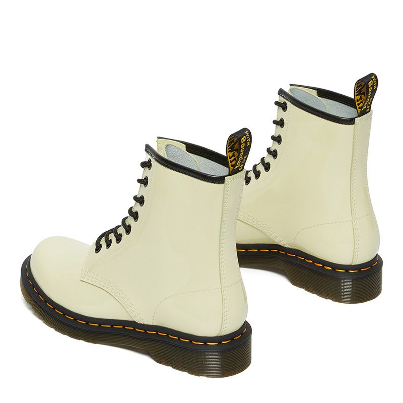 Dr Martens 1460 Womens Patent Leather Lace Up Boots In Cream Drmartens Canada 5707