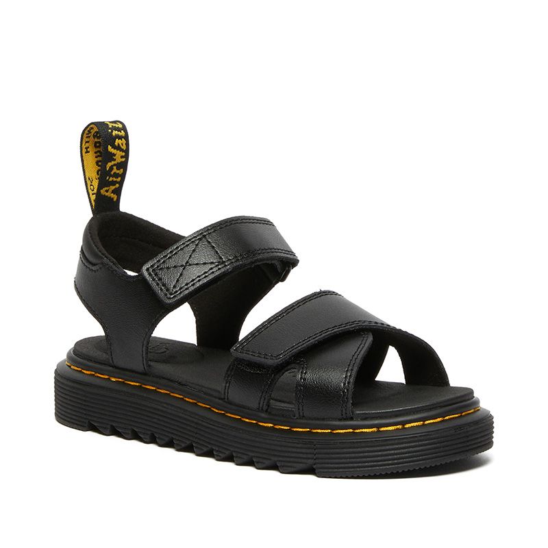 Dr. Martens Junior Vossie Leather Sandals in Black | Dr.Martens Canada