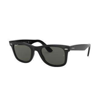 Ray-Ban Original Wayfarer Classic Sunglasses in Black with Polarized Green Solid Lenses