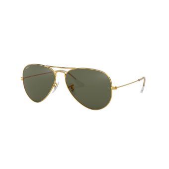 Ray-Ban Aviator Classic Sunglasses in Gold with Polarized Green Solid Lenses