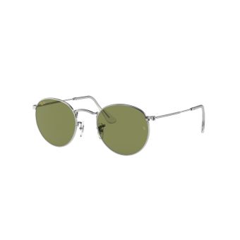 Ray-Ban Round Metal Legend Sunglasses in Silver with Non Polarized Light Green Classic Lenses