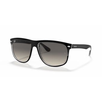 Ray-Ban Boyfriend Sunglasses in Polished Black On Transparent/Grey