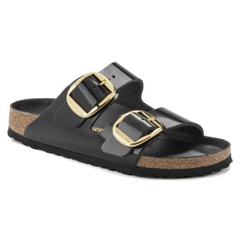 Birkenstock Arizona Big Buckle Natural Leather Patent Narrow in High Shine Black