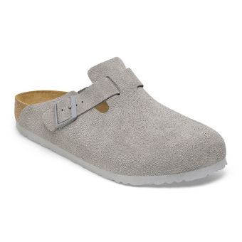 Birkenstock Boston Suede Leather Narrow in Stone Coin