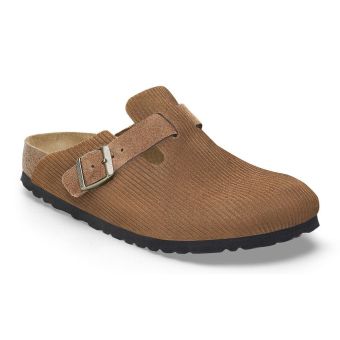 Birkenstock Boston Suede Embossed Regular in Corduroy Dark Tea