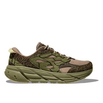 Hoka One One Unisex Clifton L Suede TP in Dune/Fennel