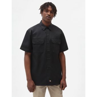 Dickies Men's Short Sleeve Work Shirt in Black