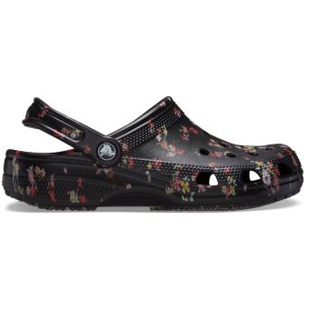 Crocs Classic Disty Floral Clog in Black