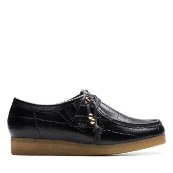 Clarks Wallabee Women's Originals Shoes in Black Croc