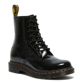Dr. Martens 1460 Leopard Emboss Patent Leather Boots in Black