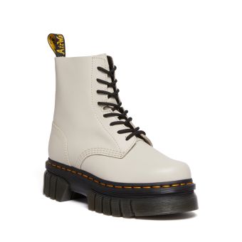 Dr. Martens Audrick Nappa Leather Platform Ankle Boots in Grey
