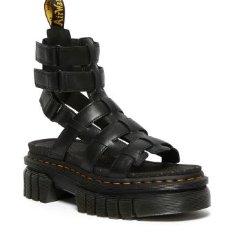 Dr. Martens Ricki Nappa Lux Leather Platform Gladiator Sandals in Black