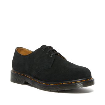 Dr. Martens 1461 EH Suede Boots with Yellow Stitching in Black
