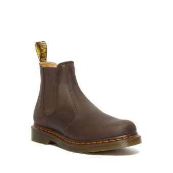 Dr. Martens 2976 Yellow Stitch Crazy Horse Leather Chelsea Boots in Dark Brown