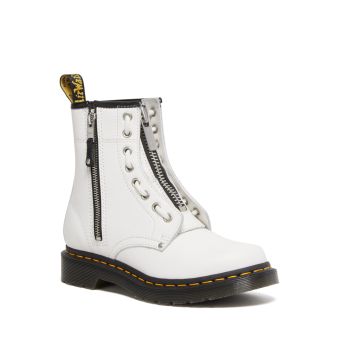 Dr. Martens 1460 Women's Double Zip Leather Lace Up Boots in White Sendal