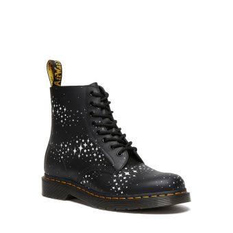 Dr. Martens 1460 Pascal Stars Leather Lace Up Boots in Black Phantom Floral Shadow Backhand