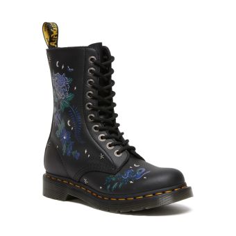 Dr. Martens 1490 Mystic Floral Leather Mid-Calf Boots in Black