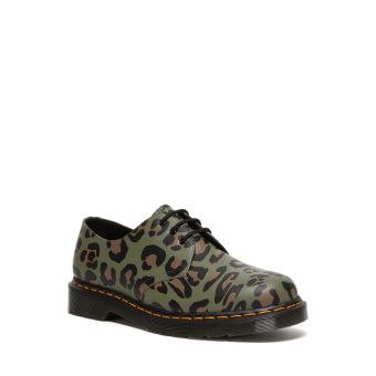Dr. Martens 1461 Distorted Leopard Print Oxford Shoes in Khaki Green