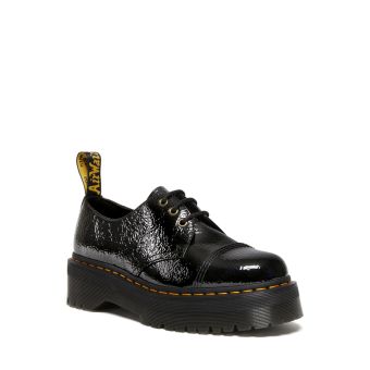 Dr. Martens 1461 Distressed Patent Leather Platform Shoes in Black