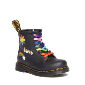Dr. Martens Toddler 1460 For Pride Leather Lace Up Boots in Black