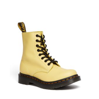 Dr. Martens 1460 Women's Pascal Black Eyelet Lace Up Boots in Lemon Yellow
