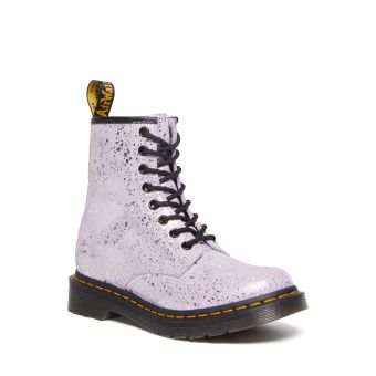 Dr. Martens 1460 Metallic Splatter Suede Lace Up Boots in Lilac