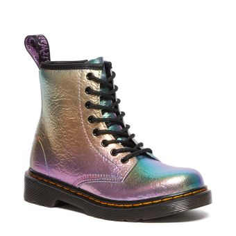 Dr. Martens Junior 1460 Rainbow Crinkle Leather Lace Up Boots in Multi Rainbow