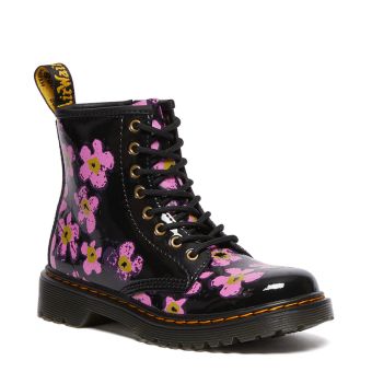 Dr. Martens Junior 1460 Pansy Patent Leather Lace Up Boots in Black
