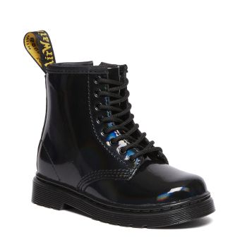 Dr. Martens Toddler 1460 Rainbow Patent Leather Lace Up Boots in Black