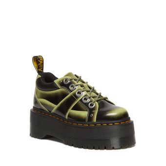 Dr. Martens 5-Eye Max Distressed Leather Platform Shoes in Lime Green