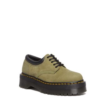 Dr. Martens 8053 Tumbled Nubuck Leather Platform Casual Shoes in Muted Olive