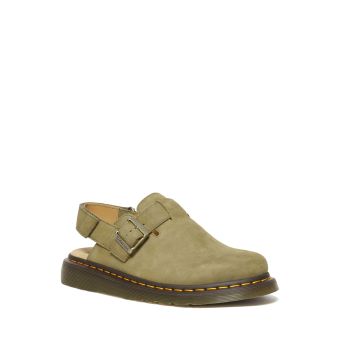Dr. Martens Jorge II Tumbled Nubuck Leather Slingback Mules in Muted Olive