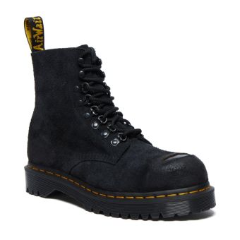 Dr. Martens 1460 Pascal Hairy Suede Steel Toe Boots in Black