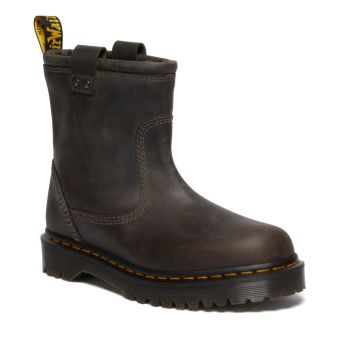 Dr. Martens Anistone Lo Leather Biker Boots in Charcoal Grey