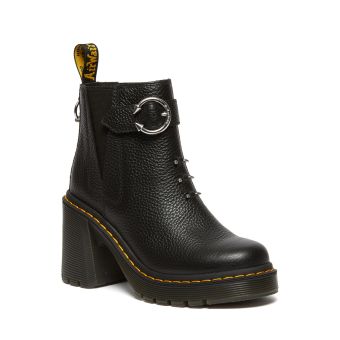 Dr. Martens Spence Piercing Leather Flared Heel Chelsea Boots in Black