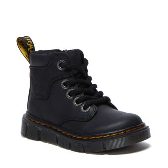 Dr. Martens Toddler Raffe Leather Ankle Boots in Black