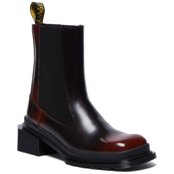 Dr. Martens Maybole Square Toe Chelsea Boots in Black/Cherry Red