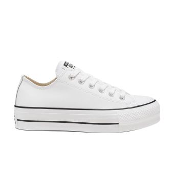 Chuck Taylor All Star Platform Leather Low Top in White/Black/White