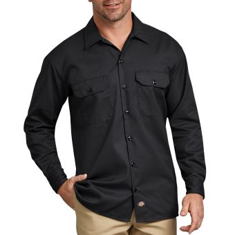 Dickies Men's Long Sleeve Work Shirt in Black