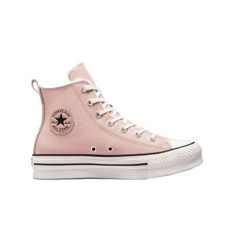 Converse Chuck Taylor All Star EVA Lift Platform Lined Leather High Top in Stone Mauve/Vintage White/Black