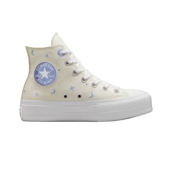 Converse Chuck Taylor All Star Lift Timeless Graphic High Top in Egret/Moonrise Purple