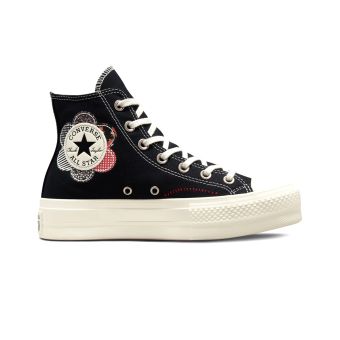 Converse Chuck Taylor All Star Lift Platform Crafted Patchwork High Top in Black/Egret/Red