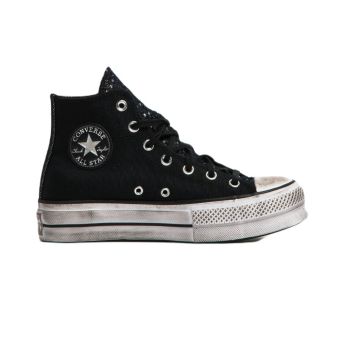 Converse Chuck Taylor All Star Lift High Top Platform Canvas in Black/Silver/Black