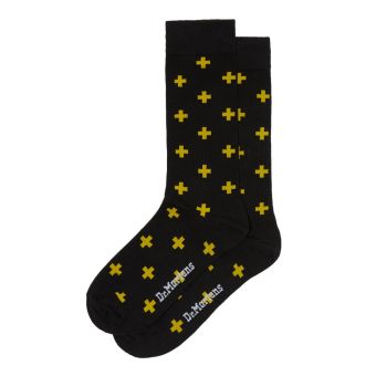 Dr. Martens Docs Cross Logo Cotton Blend Socks in Black/Yellow