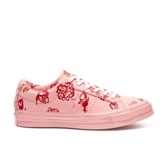 Converse x Shrimps One Star Low Top in Powder Pink/Barbados Cherry/White