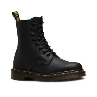Dr. Martens 1460 Greasy Leather Lace Up Boots in Black Greasy