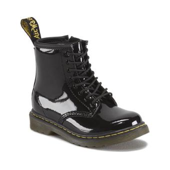 Dr. Martens Toddler 1460 Patent Leather Lace Up Boots in Black  Patent Lamper