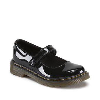 Dr. Martens Junior Maccy Patent Leather Mary Jane Shoes in Black Patent Lamper